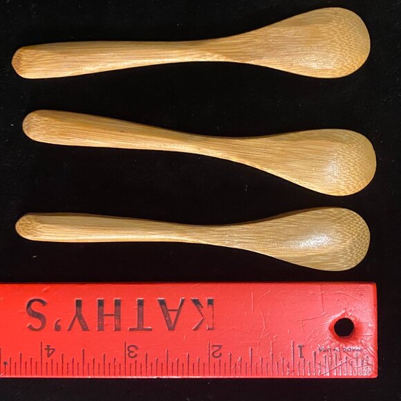 Bamboo Olive/Condiment Spoon Set (4) – 4.25” Handcrafted - Picture 3 of 3